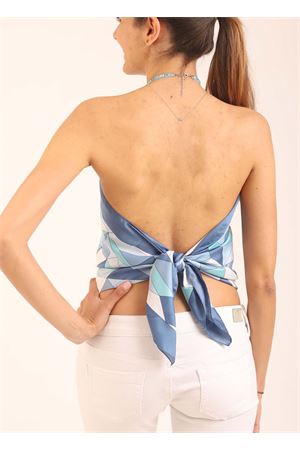 Top with open back and geometric fantasy Art Tricot | TOPNODO3AZZURROROMBI